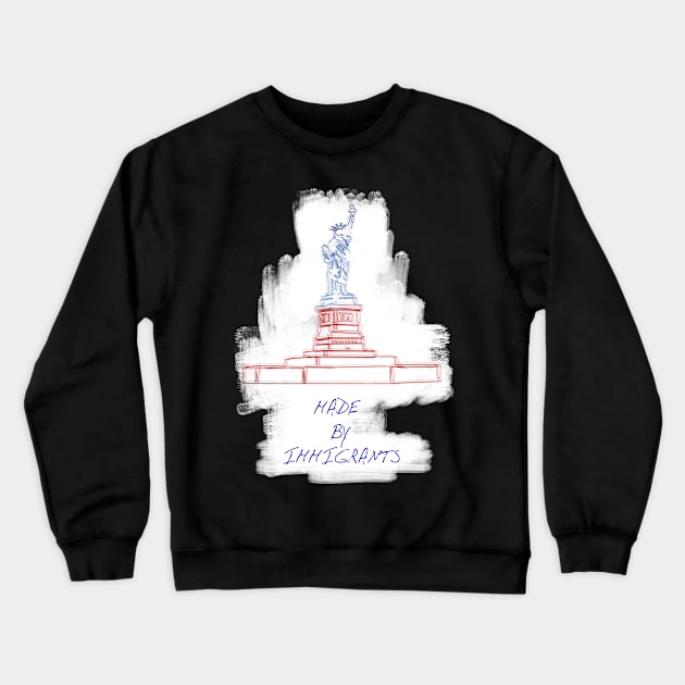 Immigration Themed Statue Of Liberty Drawing Crewneck Sweatshirt by Raimondi